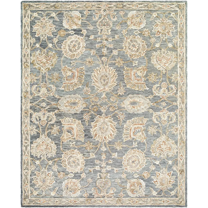 Arnold Hand Tufted Blue Beige Grey Wool Traditional Boho Living Dining Bedroom AOD2300 Rug