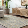 Arnold Hand Tufted Blue Beige Grey Wool Traditional Boho Living Dining Bedroom AOD2300 Rug