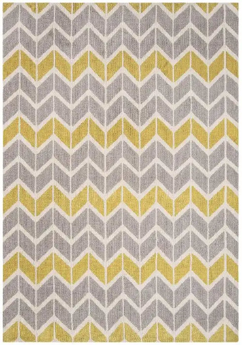 Asiatic arlo ar06 chevron lemon grey Grey, Yellow  Geometric Rug.