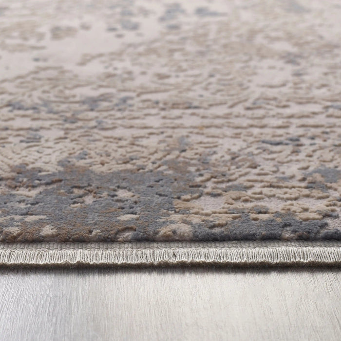 Origins aura hug vintage medallion with fringe Blue, Grey Living Room Geometric Rug.