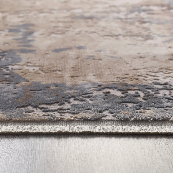 Origins aura hug cosimo distressed with fringe Blue, Grey Living Room Geometric Rug.