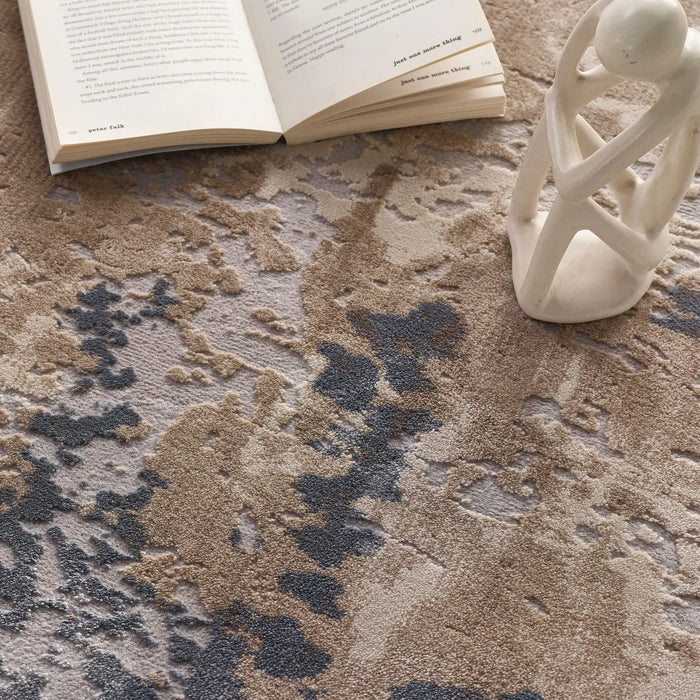 Origins aura hug cosimo distressed with fringe Blue, Grey Living Room Geometric Rug.