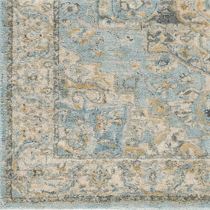 Avellino Vintage Beige Blue Gray Traditional Boho High Pile Living Dining Bedroom Rug AVL2300