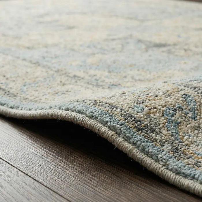 Avellino Vintage Beige Blue Gray Traditional Boho High Pile Living Dining Bedroom Rug AVL2300