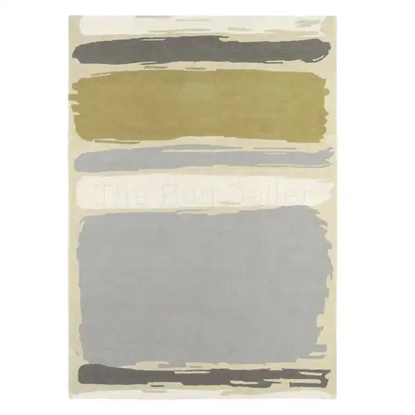 Sanderson sanderson abstract linden silver 45401 Grey, Yellow, Ivory, Multicoloured Living Room Wool Rug.