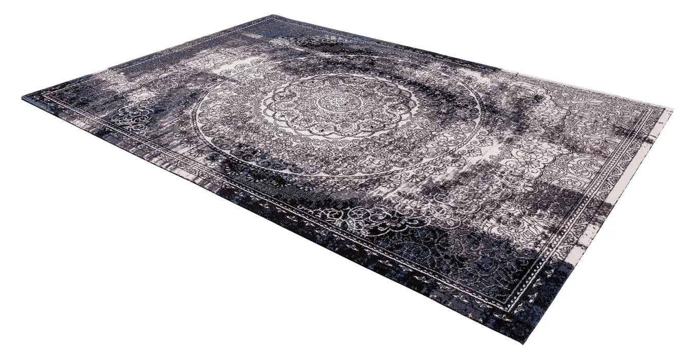 Agnella agnus currus black Blue, Black, Multicoloured, Cream Living Room Moroccan Rug.