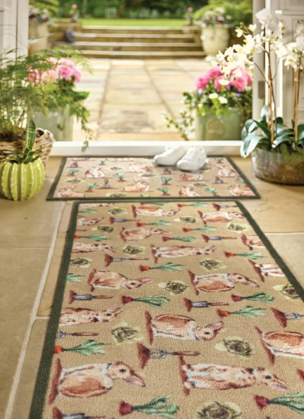 Patterned Hug Rug Allotment Bunnies Multicoloured Rug — RugsDirect Online