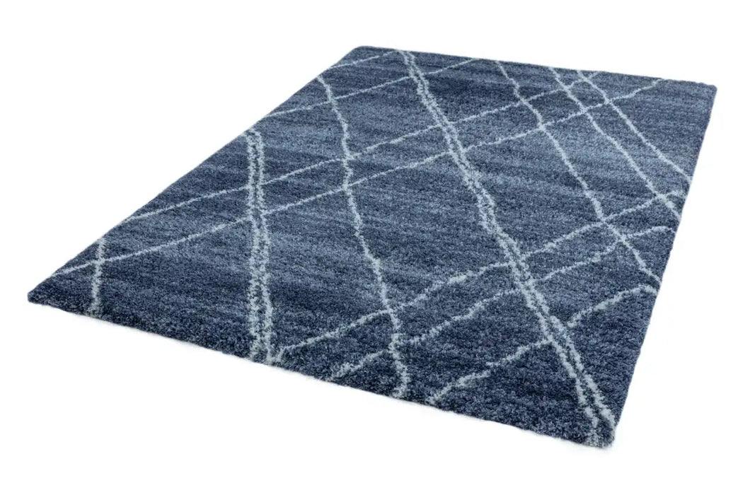 Asiatic alto al01 blue and cream Blue, Cream Living Room Shaggy Rug.