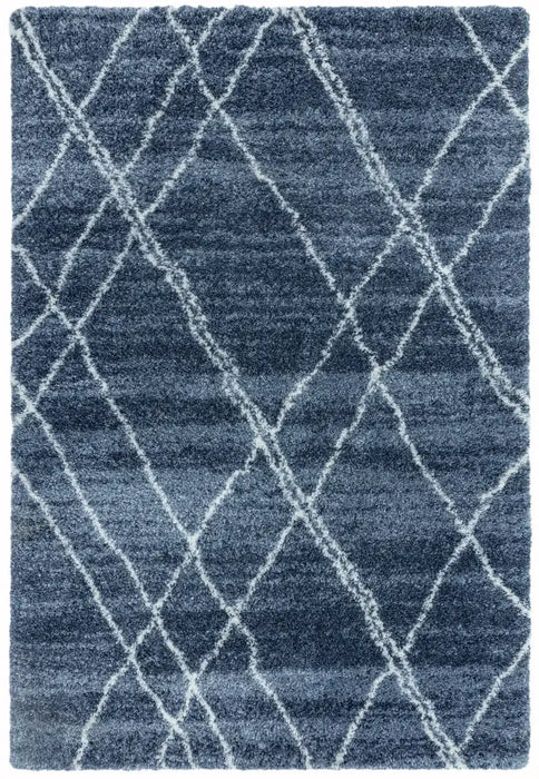 Asiatic alto al01 blue and cream Blue, Cream Living Room Shaggy Rug.