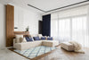 Asiatic alto al03 cream and blue Blue, Cream Living Room Shaggy Rug.
