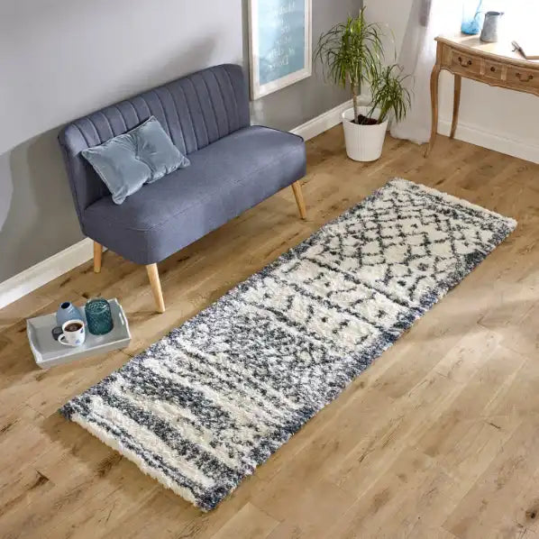 Asiatic alto al04 cream and grey Grey, Cream Living Room Shaggy Rug.