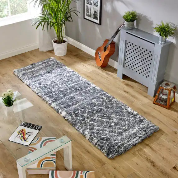 Asiatic alto al05 grey and cream Grey, Cream Living Room Shaggy Rug.