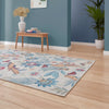 Catherine Lansfield Amaya Tropical Birds Blue Washable  Blue  Rug