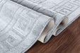 Serdim Rugs washable 9mm gel back greek key dark grey Grey Living Room Geometric Rug.