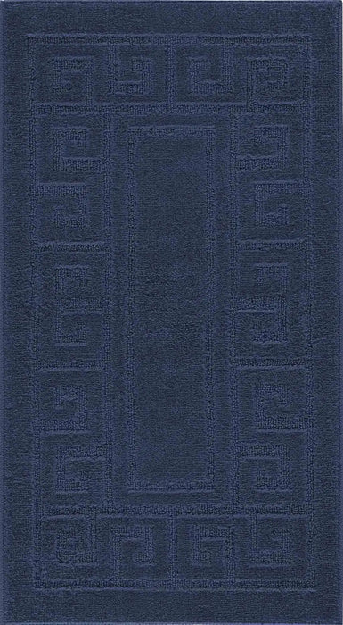 Serdim Rugs washable 9mm gel back greek key navy Blue, Navy Living Room Geometric Rug.