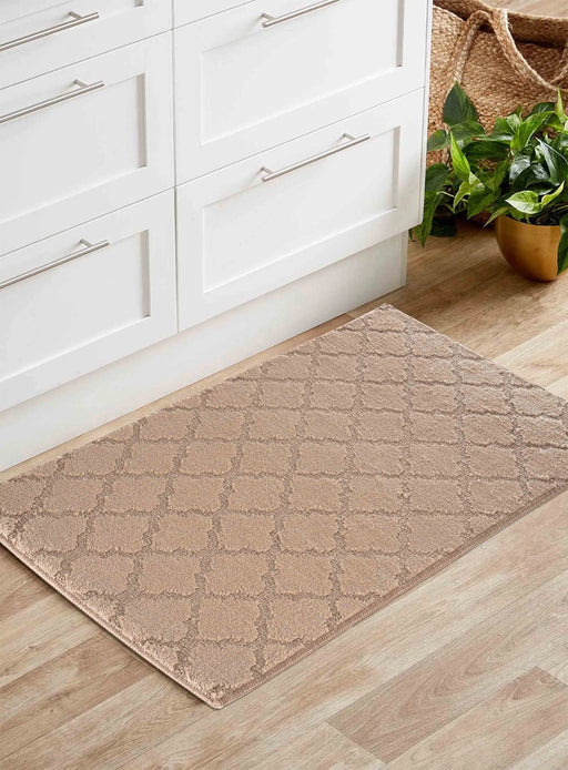 Serdim Rugs washable 9mm gel back trellis beige Beige Living Room Geometric Rug.