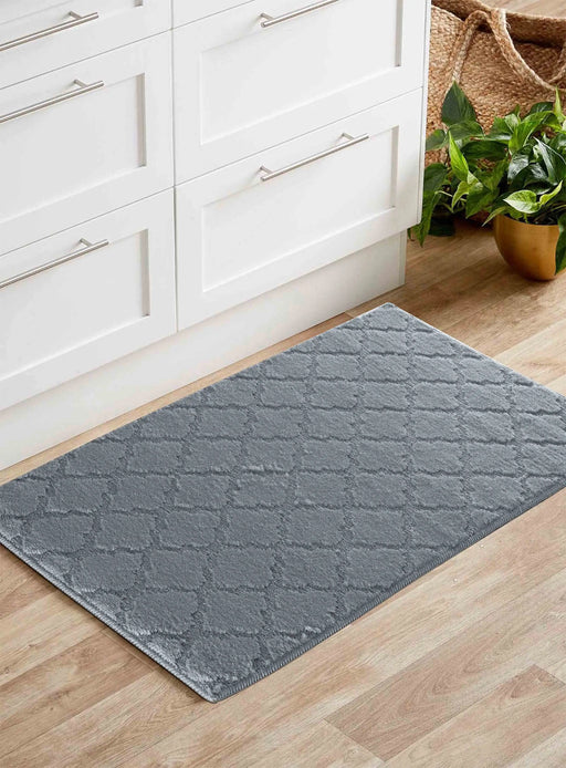 Serdim Rugs washable 9mm gel back trellis dark grey Grey Living Room Geometric Rug.