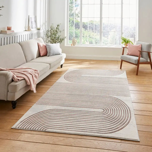 Think Rugs apollo 2683 grey rose Grey, Pink Living Room  Rug.