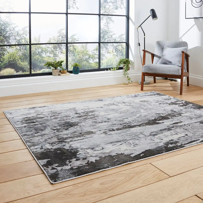 Think Rugs apollo gr580 grey Grey Living Room  Rug.