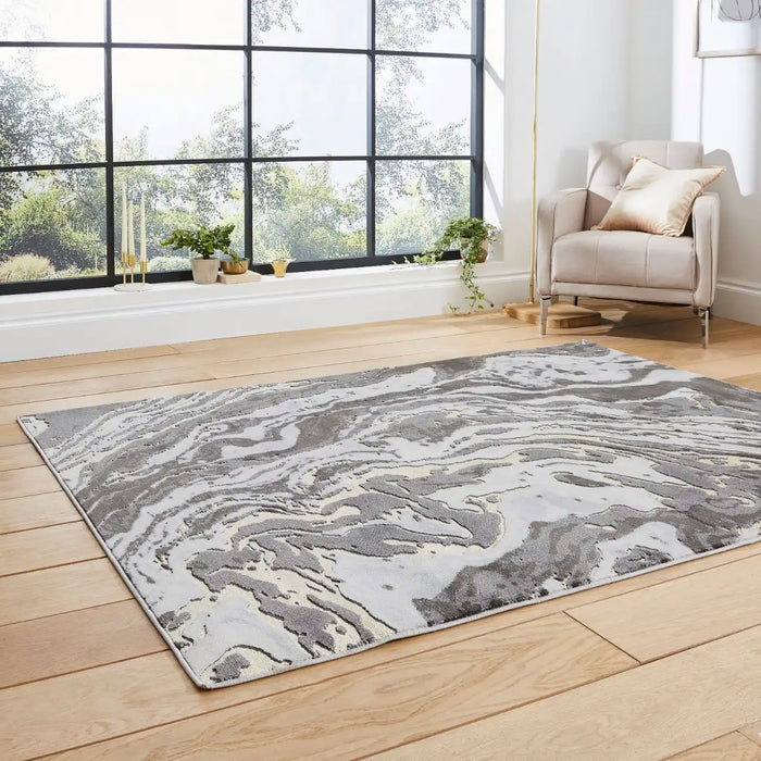 Think Rugs apollo gr584 grey gold Grey, Yellow Living Room  Rug.