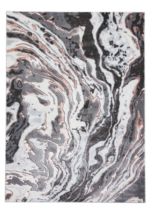 Think Rugs apollo gr584 grey rose Grey, Pink Living Room  Rug.
