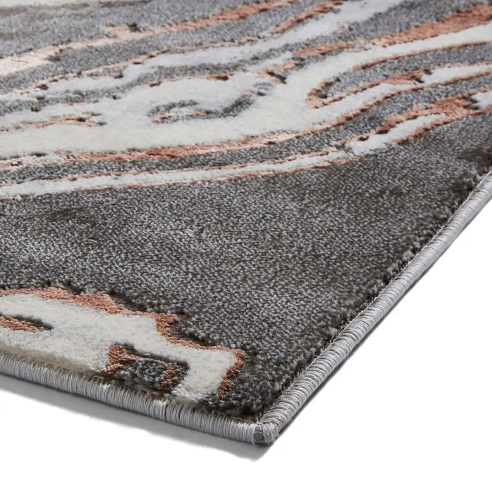 Think Rugs apollo gr584 grey rose Grey, Pink Living Room  Rug.