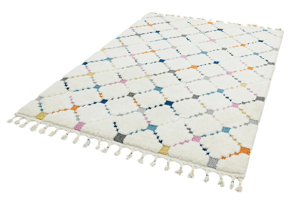 Asiatic ariana ar08 criss cross Ivory, Multicoloured Living Room  Rug.