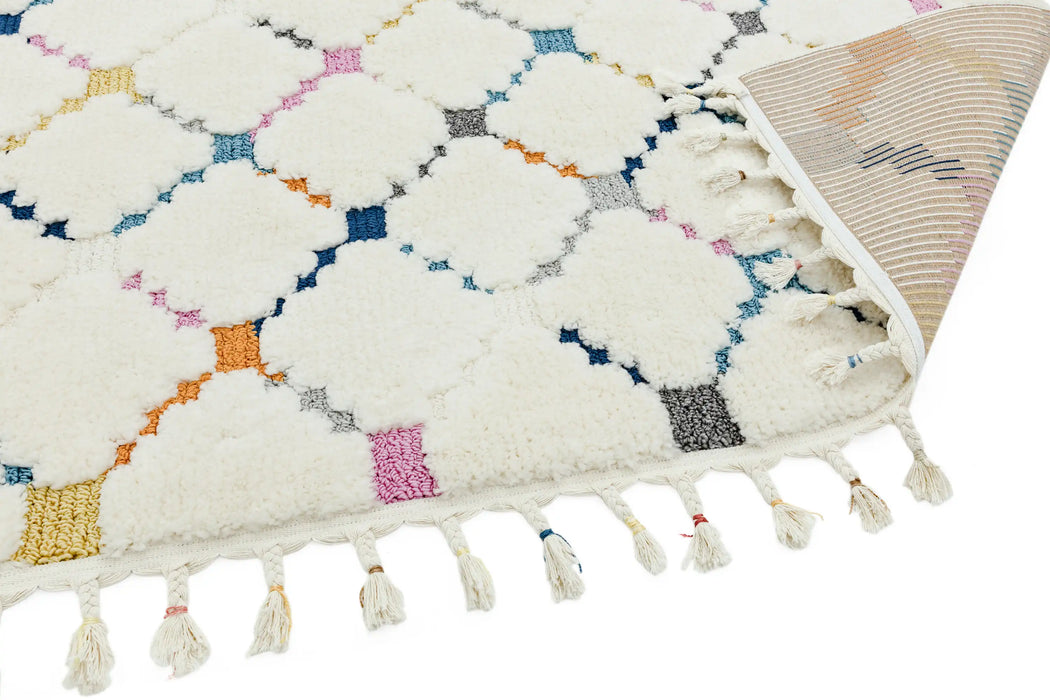 Asiatic ariana ar08 criss cross Ivory, Multicoloured Living Room  Rug.