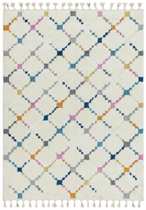 Asiatic ariana ar08 criss cross Ivory, Multicoloured Living Room  Rug.