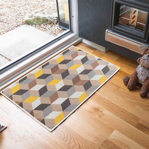 Serdim Rugs gel back arrow gold Brown, Yellow, Multicoloured Living Room Geometric Rug.