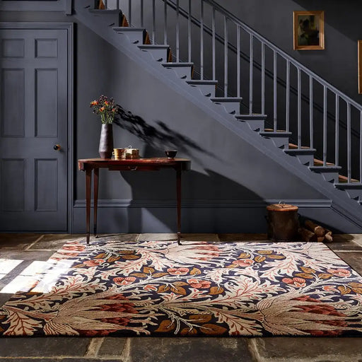 Morris & Co morris and co artichike amber charcoal 127103 Brown, Beige, Multicoloured Living Room Wool Rug.