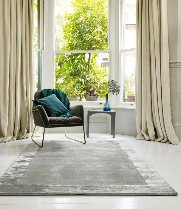 Asiatic ascot silver Grey Living Room Wool Rug.