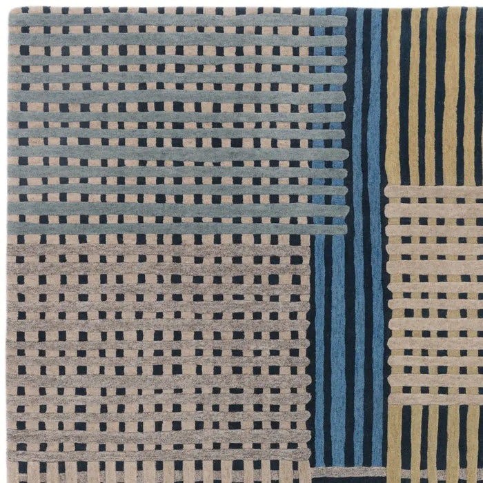 Asiatic aspect blue multi Blue, Multicoloured Living Room Geometric Rug.