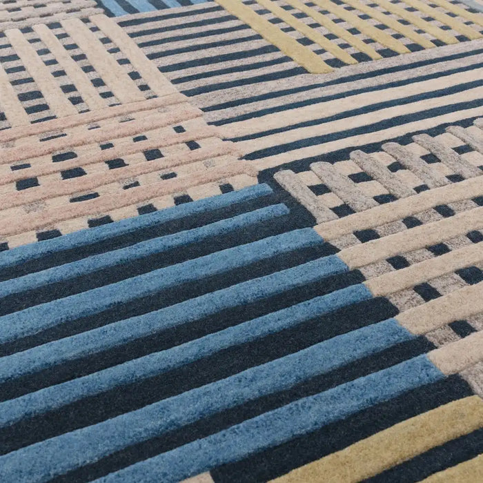 Asiatic aspect blue multi Blue, Multicoloured Living Room Geometric Rug.