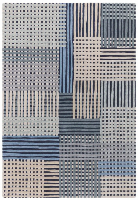Asiatic aspect blue multi Blue, Multicoloured Living Room Geometric Rug.