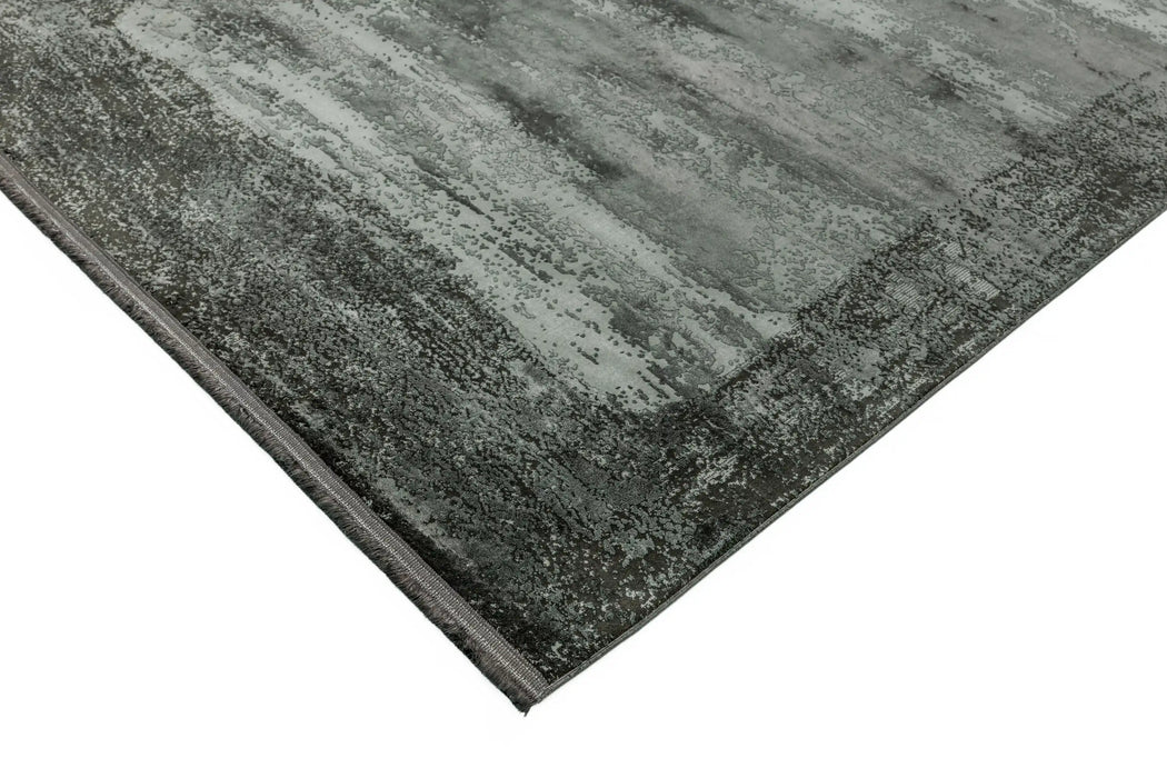 Asiatic athera at03 anthracite border Grey, Black Living Room  Rug.