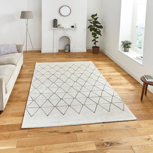 Think Rugs aurora think 54238 light beige grey Beige Living Room Geometric Rug.
