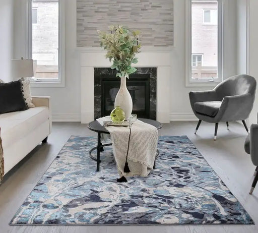 Asiatic aurora au21 foam Blue, Grey, Multicoloured, Cream Living Room  Rug.