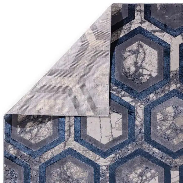 Asiatic aurora au19 hexagon Blue, Grey Living Room  Rug.
