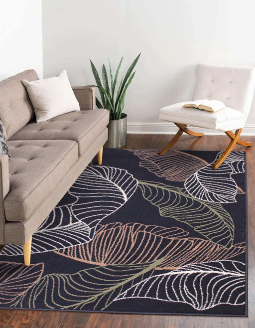 Rug Style designer poly autumn navy Multicoloured, Navy Living Room Floral Rug.