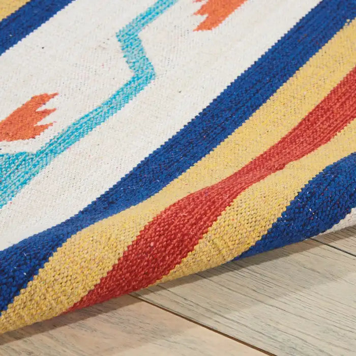 Nourison baja baj01 ivory Ivory, Multicoloured Living Room Geometric Rug.