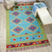 Nourison baja baj02 blue green Blue, Green, Multicoloured Living Room Geometric Rug.