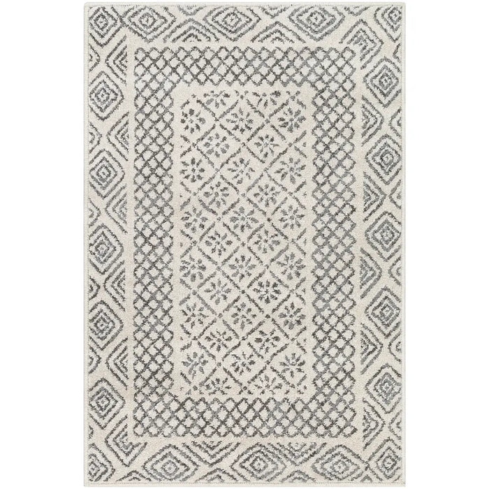 AMBRE Scandi Geometric Charcoal Light Beige Rug