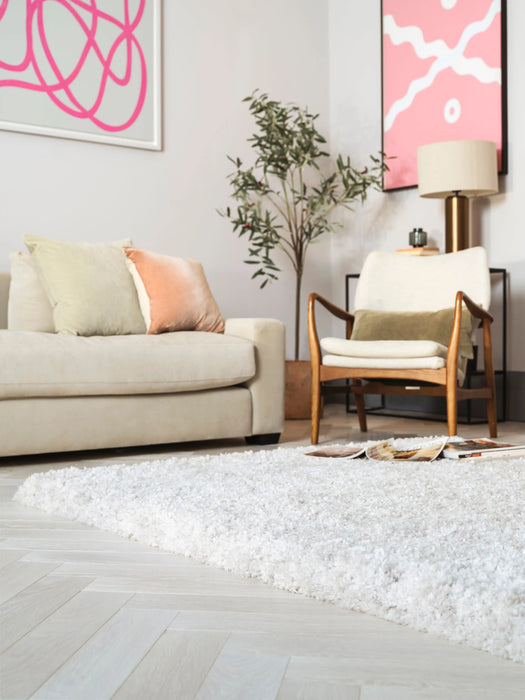 Asiatic barnaby off white Ivory Living Room Shaggy Rug.