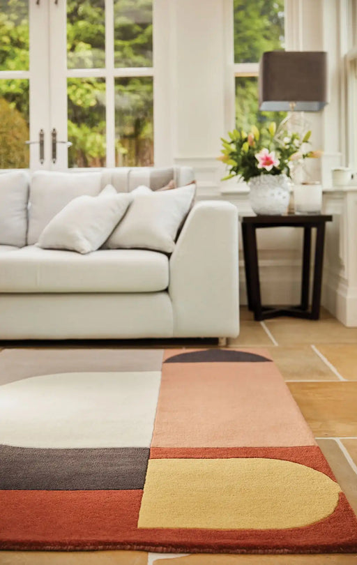 Origins bauhaus graphic 2 Multicoloured Living Room Wool Rug.