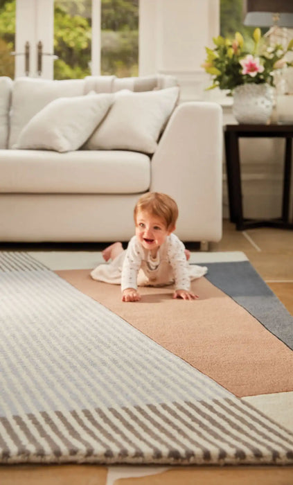 Origins bauhaus graphic 4 Ivory, Multicoloured Living Room Wool Rug.