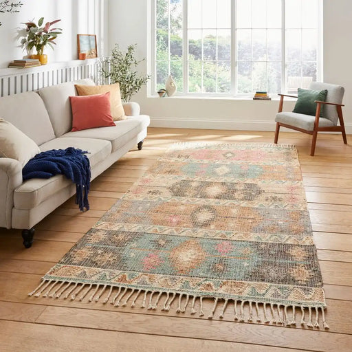 Think Rugs bazar jute 23430 multi Multicoloured Living Room  Rug.