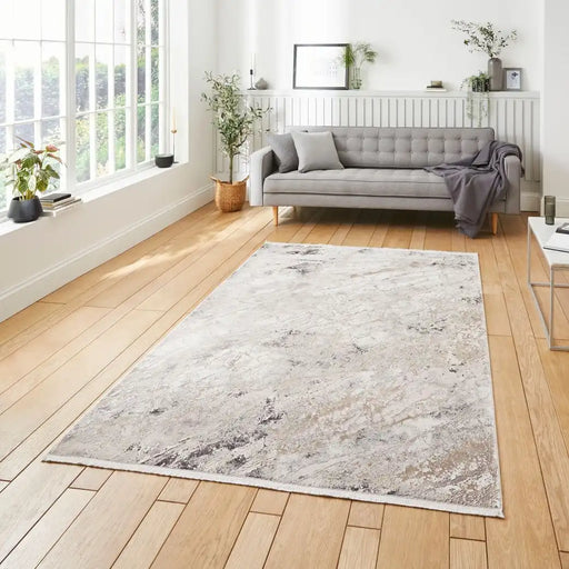 Think Rugs bellagio 3006 beige Beige Living Room  Rug.