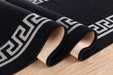 Serdim Rugs gel back 413 black Black Living Room Geometric Rug.