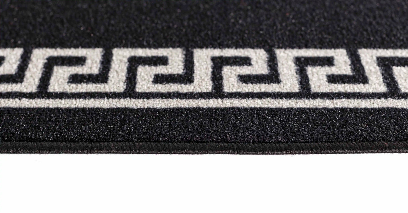 Serdim Rugs gel back 413 black Black Living Room Geometric Rug.